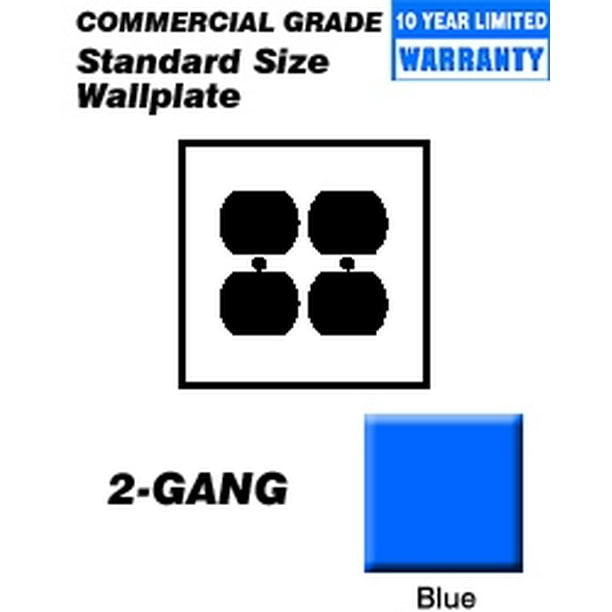 Standard Size Device Mount Thermoplastic Nylon Leviton 80716-BU 2-Gang 2-Duplex Receptacle Wallplate Blue 